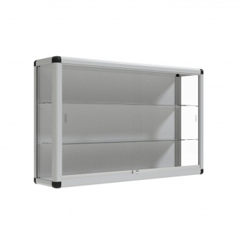 Wand-Vitrine,  96 cm hoch, 150x30 cm (B/T), Rückwand und Bodenplatte Spanplatte 